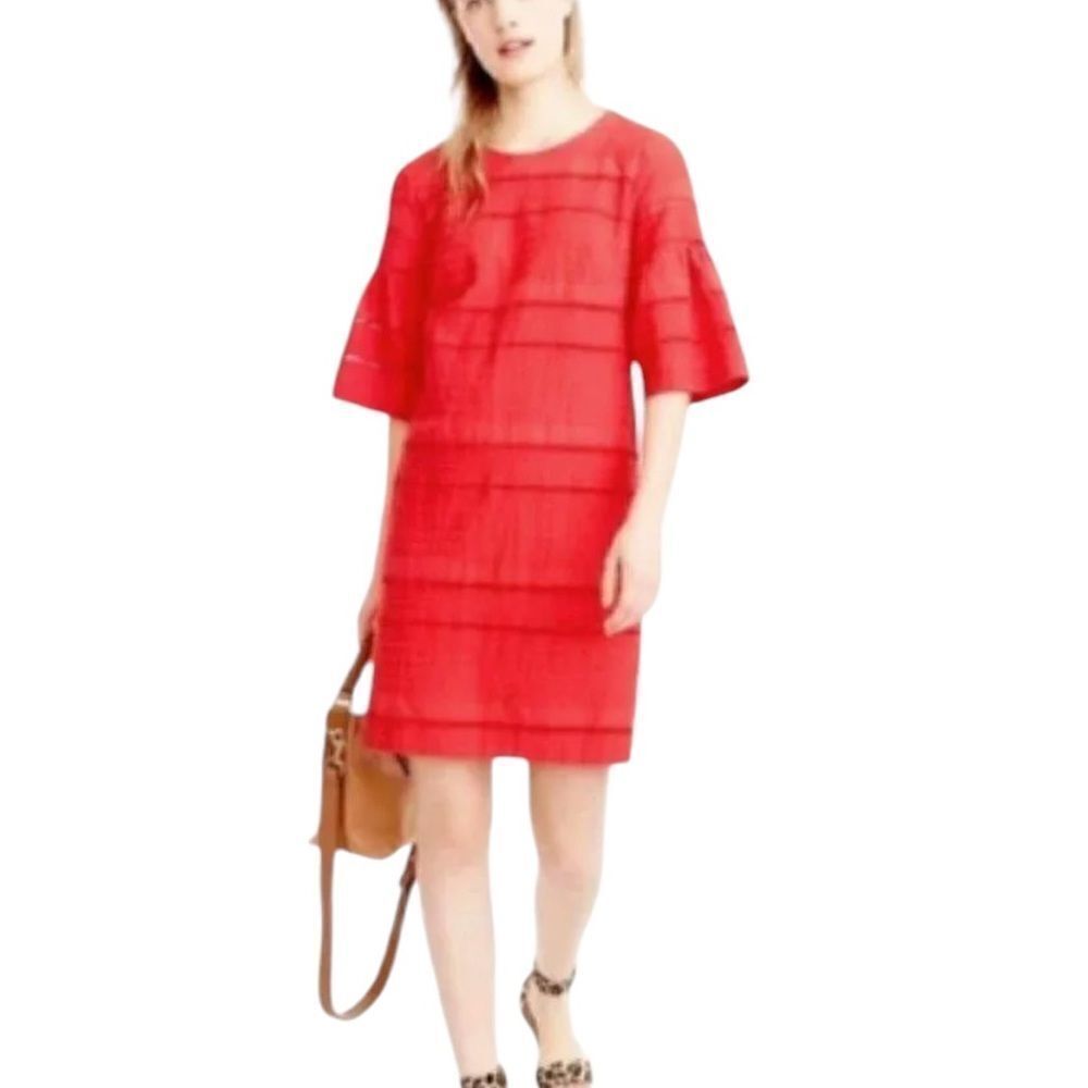 J Crew Red Eyelet Mini Flutter Sleeve Shift Dress | Size 4